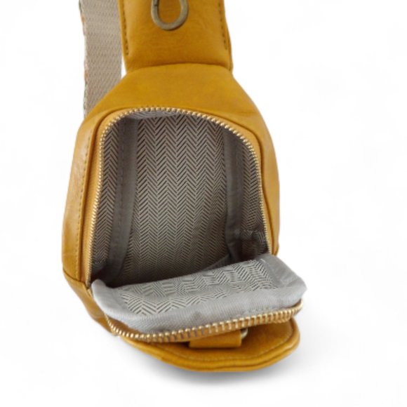 Yellow Vegan Leather Crossbody Bag | Guitar Strap NWT - Picture 5 of 8